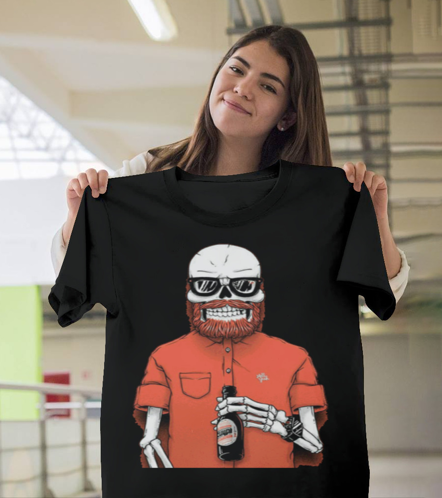 Let's Grab a Beer Skeleton with Beard and Sunglasses T-Shirt