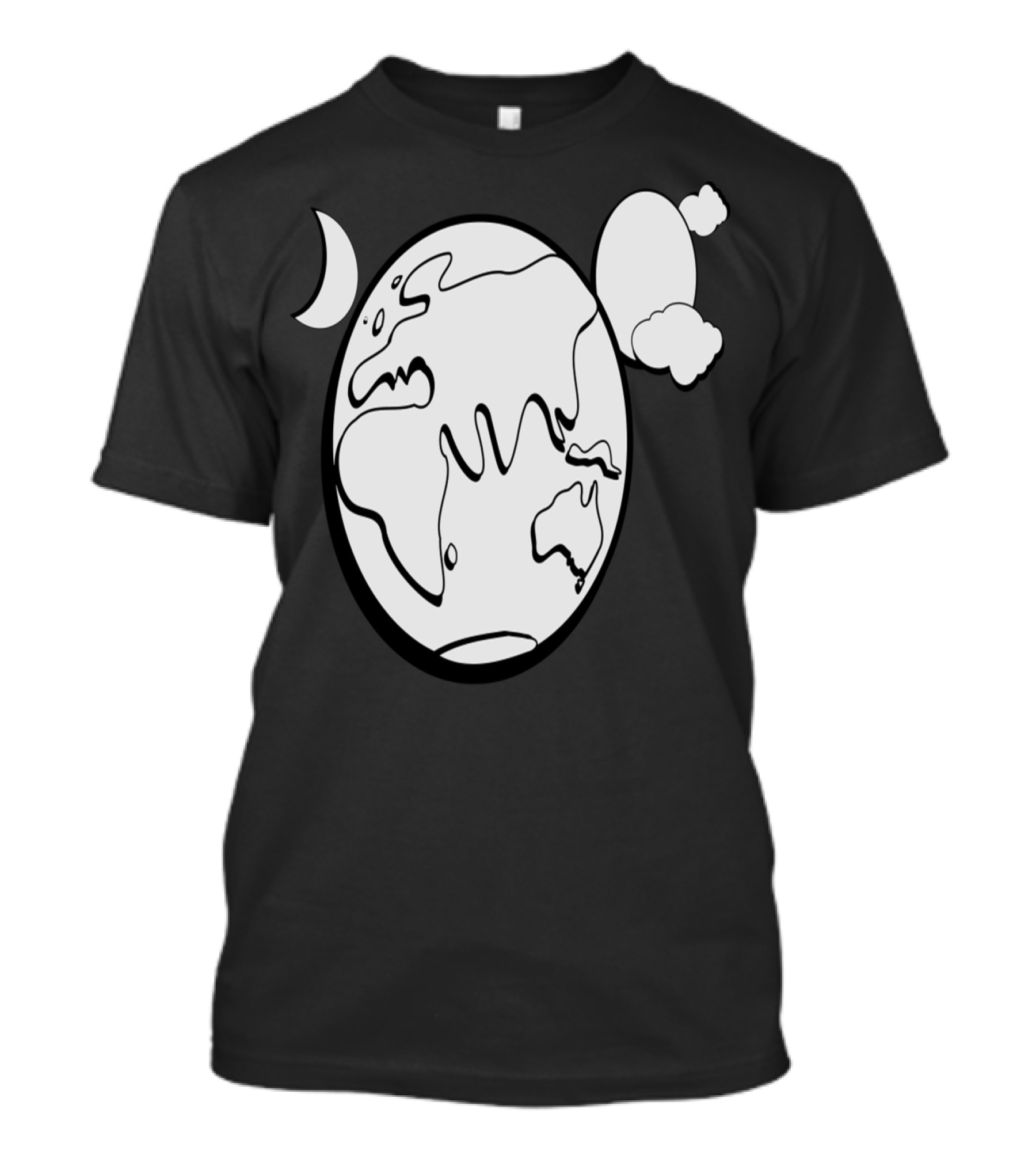 Aussie Earth Outline With Moon And Clouds T-Shirt