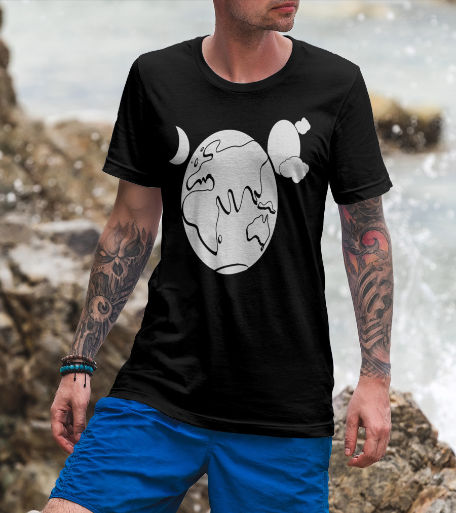 Aussie Earth Outline With Moon And Clouds T-Shirt