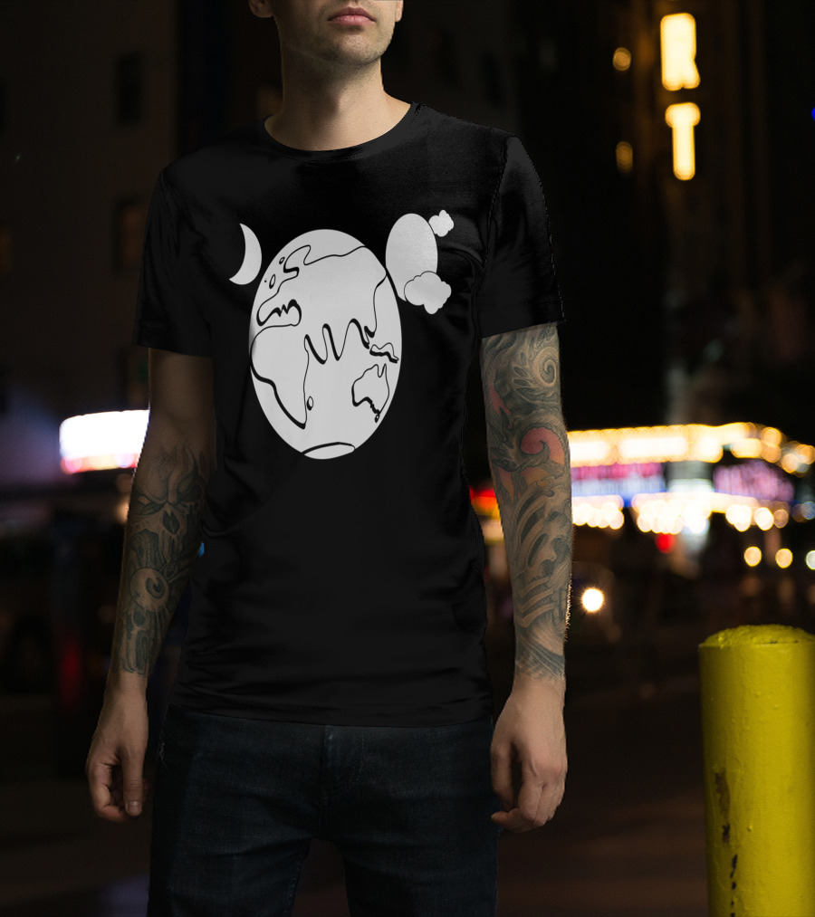Aussie Earth Outline With Moon And Clouds T-Shirt