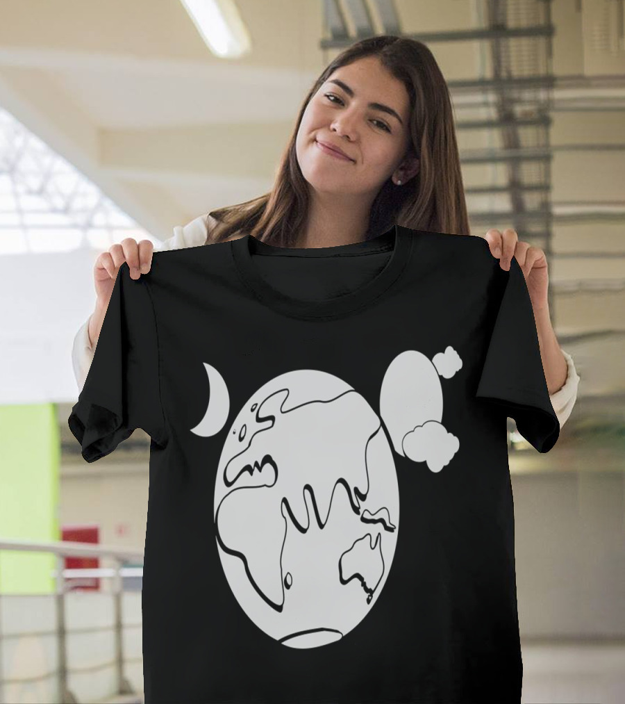 Aussie Earth Outline With Moon And Clouds T-Shirt