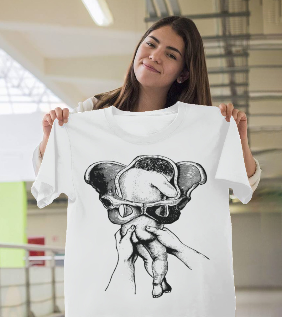 Geburt Baby Anatomie Hände Becken Skizze T-Shirt