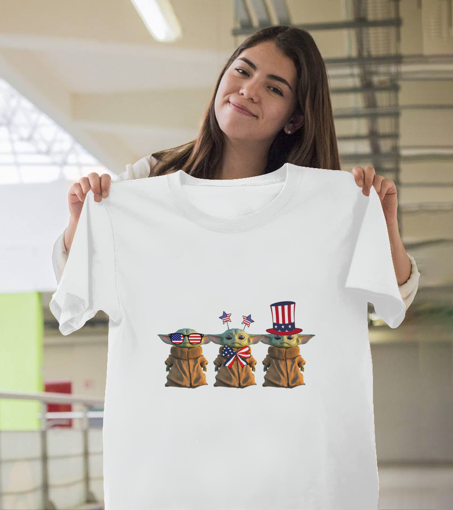 3 Baby Yoda American Patriotic T-Shirt