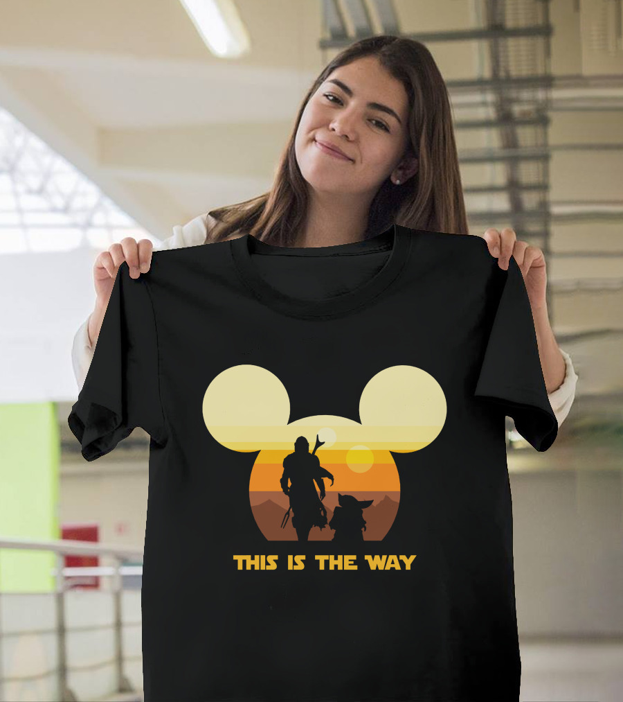 Mickey Star Wars Sunset This Is The Way Mandalorian T-Shirt