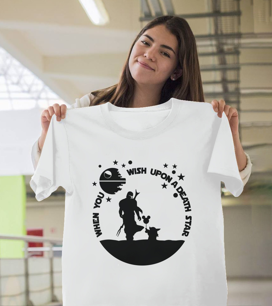 When You Wish Upon a Death Star with Galactic Silhouettes and Stars T-Shirt