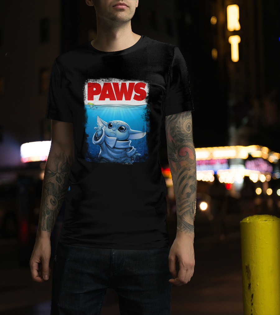 PAWS Yoda Parody Jaws Style Baby Yoda T-Shirt