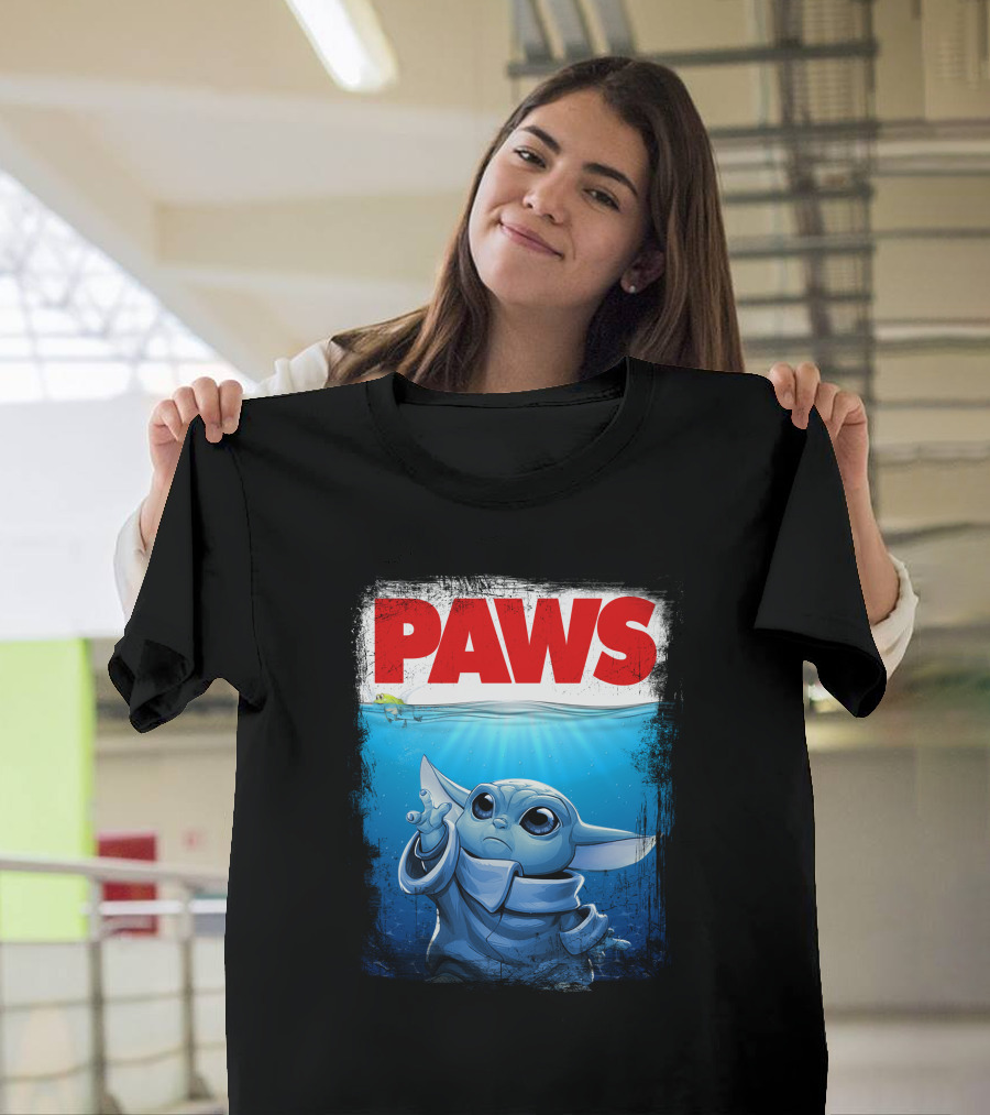 PAWS Yoda Parody Jaws Style Baby Yoda T-Shirt