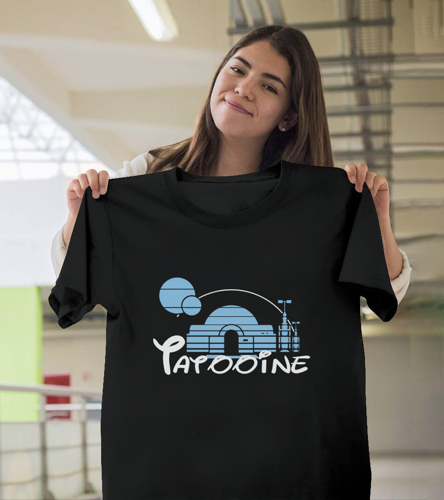 Tatooine Desert Landscape With Twin Moons And Building Outline T-Shirt