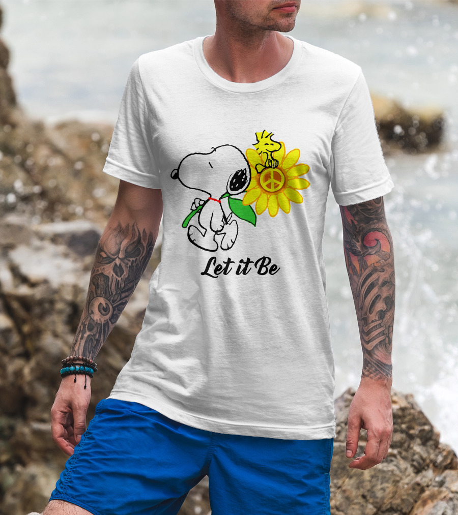Let It Be Snoopy Woodstock Sunflower Peace T-Shirt