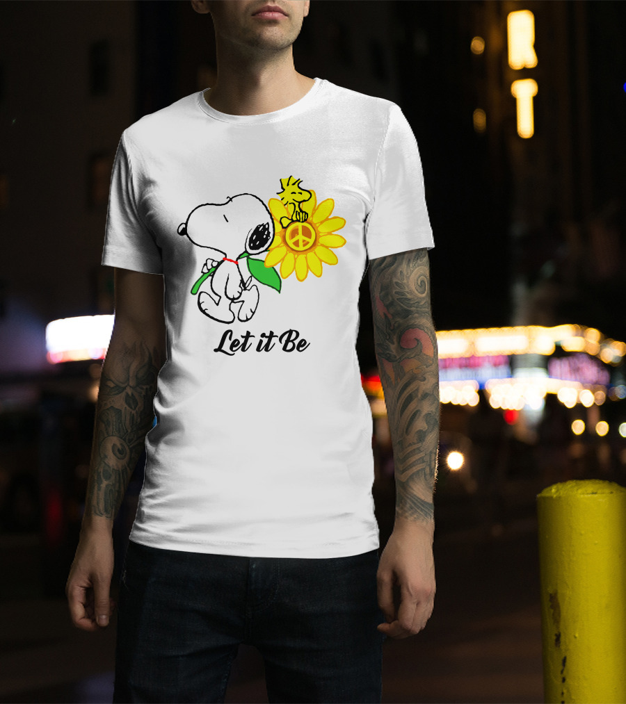 Let It Be Snoopy Woodstock Sunflower Peace T-Shirt