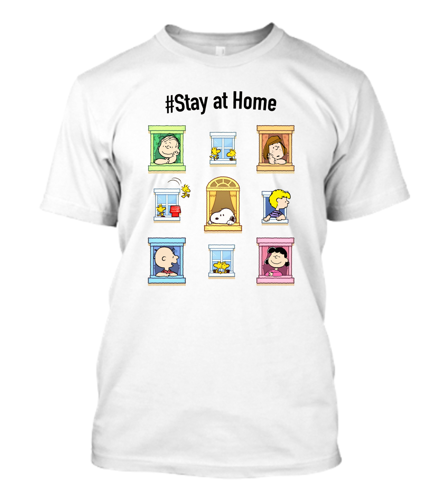 Stay At Home Peanuts Characters In Windows ​​ T-Shirt