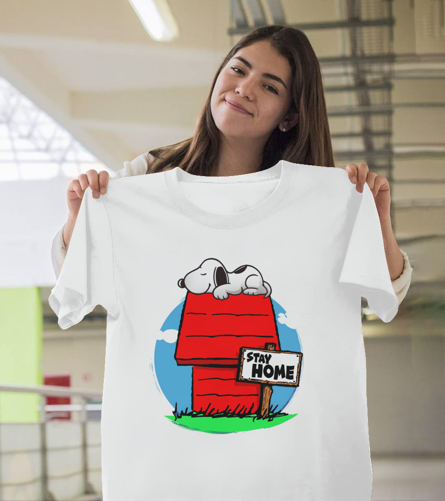 Stay Home Snoopy Doghouse Relaxation T-Shirt