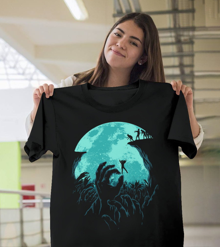 Sky Fall Moonlit Plunge into Zombie Abyss T-Shirt
