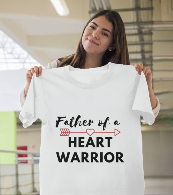 Father Of A Heart Warrior With Red Heart Arrow Symbol T-Shirt