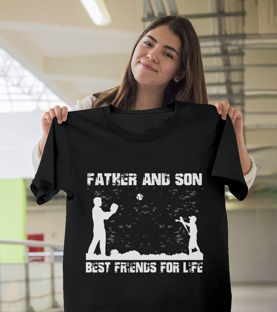 Father and Son Best Friends for Life Baseball Connection T-Shirt