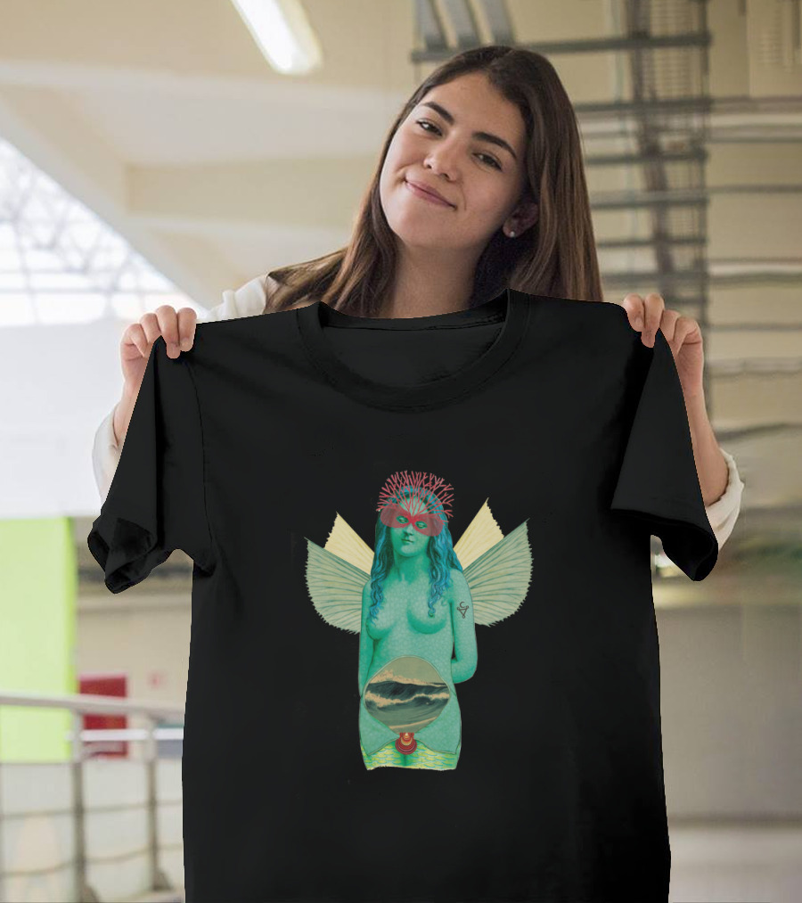 Water Elemental Fairy with Coral Crown and Mystical Ocean Sphere T-Shirt