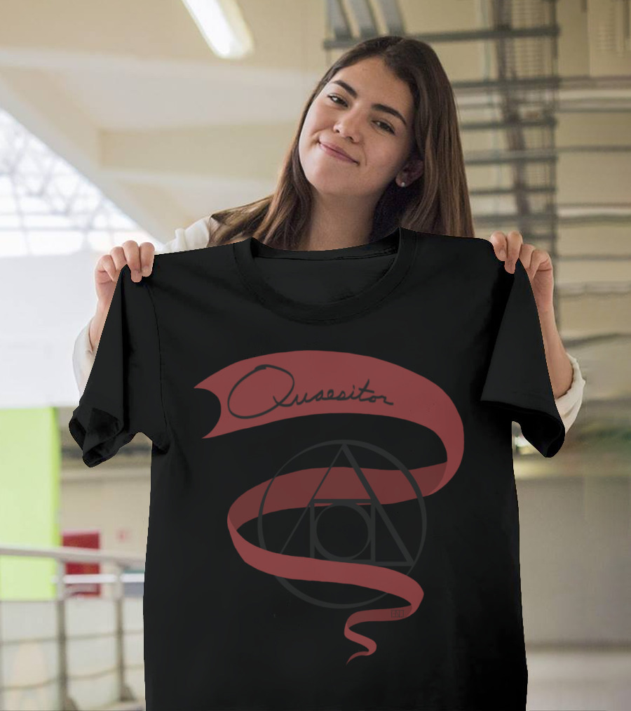 Quaesitor Circle Triangle Red Ribbon Symbol on Gray Background T-Shirt