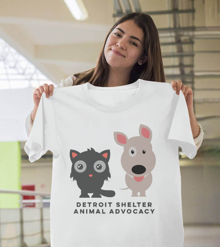 Detroit Shelter Animal Advocacy Cute Cat and Dog T-Shirt