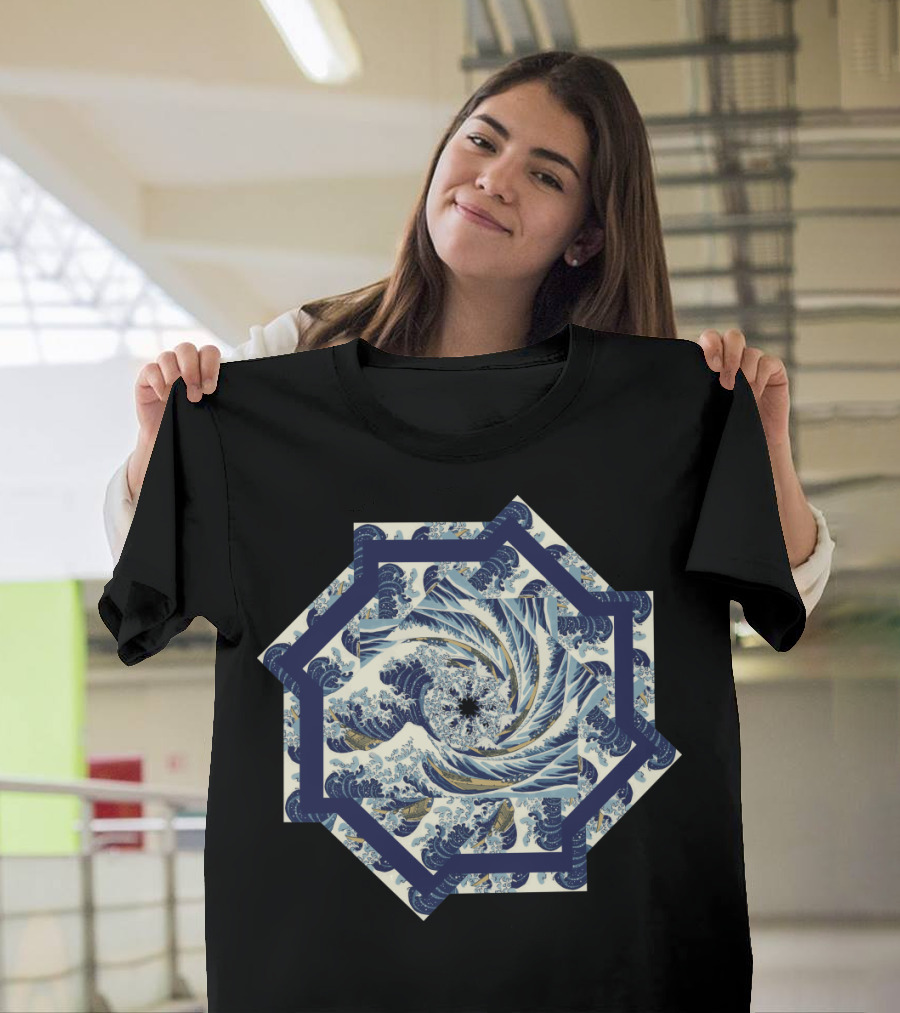 Kanagawa Circle Hexagon Waves Inspired by The Great Wave off Kanagawa T-Shirt