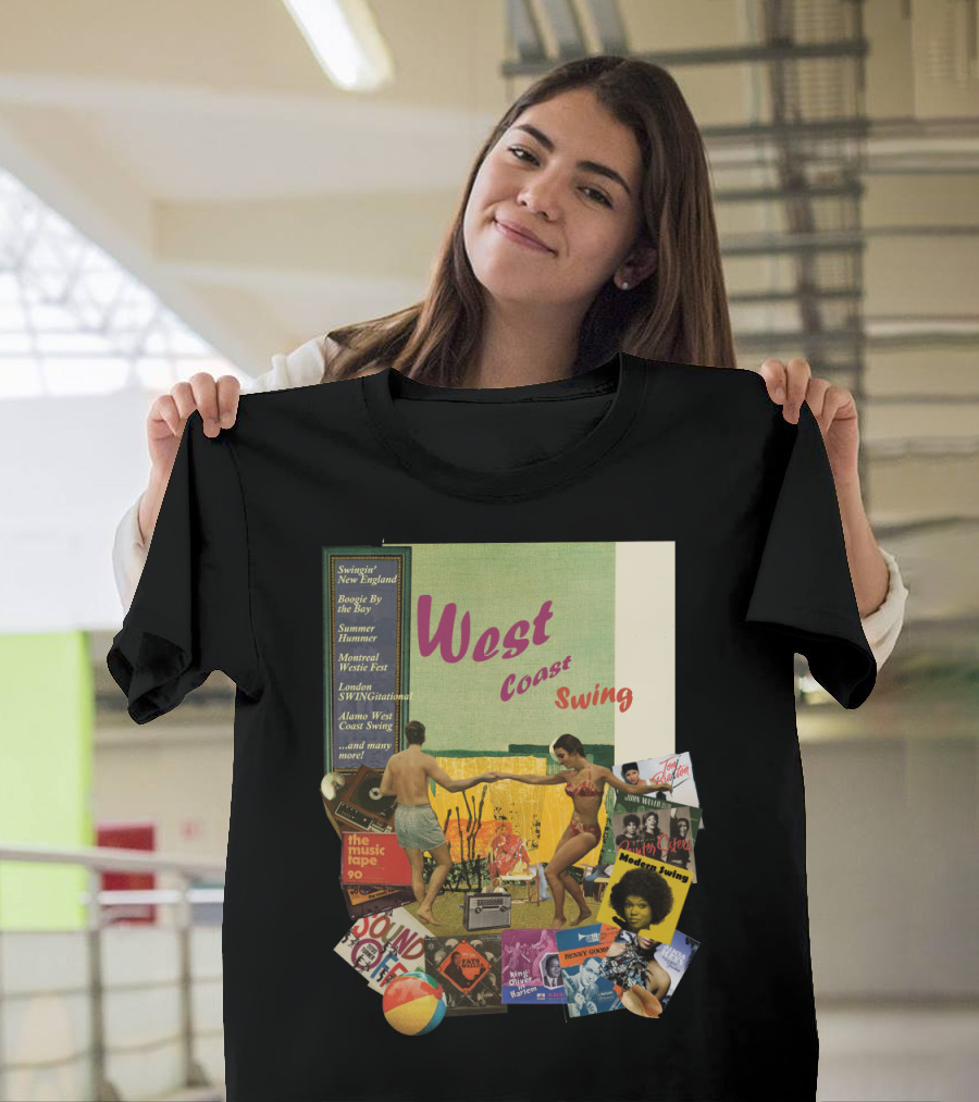 West Coast Swing Dance with Music Fests and Iconic Soul Dance Collage T-Shirt