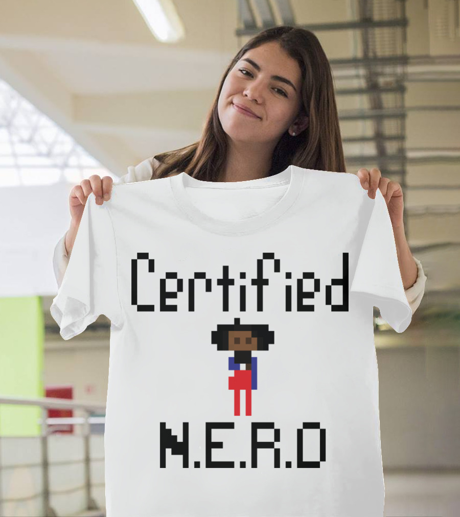 Certified N.E.R.D Pixel Art Character with Afro and Glasses T-Shirt