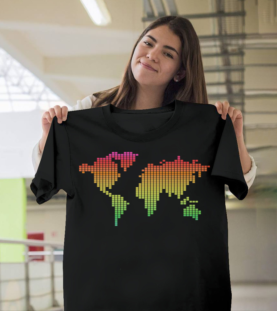 Planet Music Equalizer World Map Color Spectrum T-Shirt