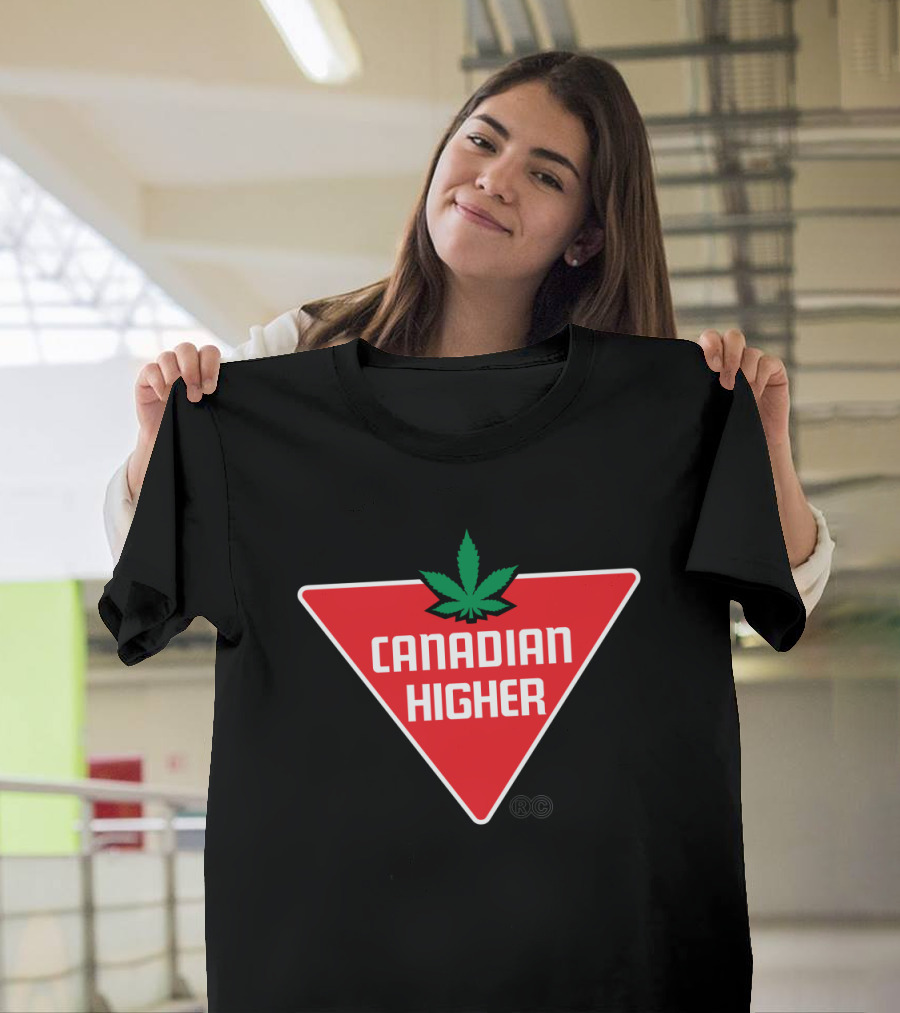 Canadian Higher Red Triangle with Green Leaf T-Shirt