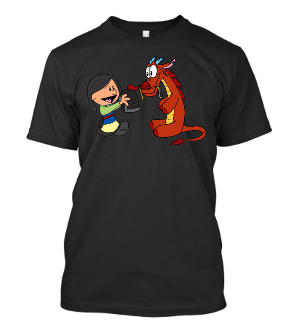 Mulan And Mushu Friendship Whimsical Cartoon T-Shirt
