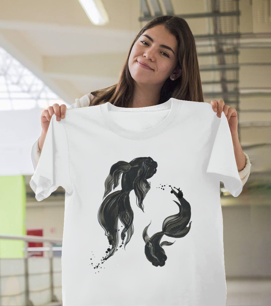 Koi Fishes in Traditional Japanese Painting T-Shirt