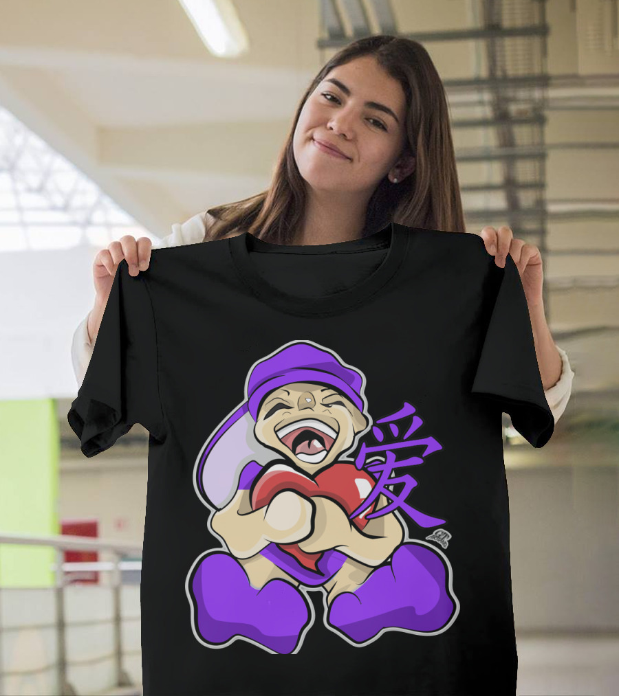 Live Laugh Love Anime Character Heart Purple Kanji T-Shirt
