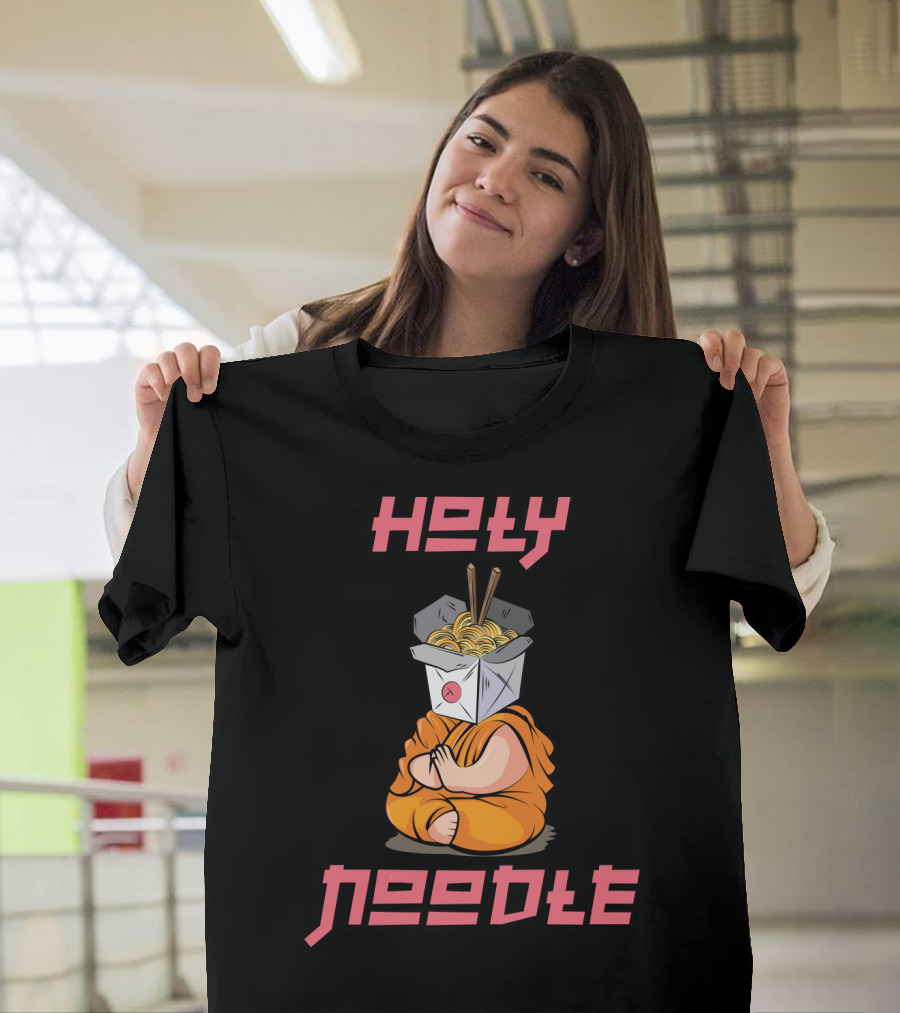 Holy Noodle Meditating Monk with Takeout Box and Chopsticks T-Shirt