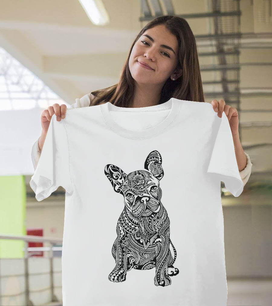 Polynesian Tattoo Pattern Frenchie Bulldog T-Shirt
