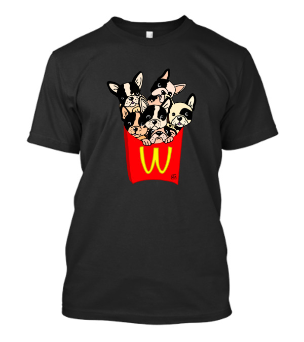 Frenchie Fries Bulldog Puppies With Iconic Fast Food Box T-Shirt