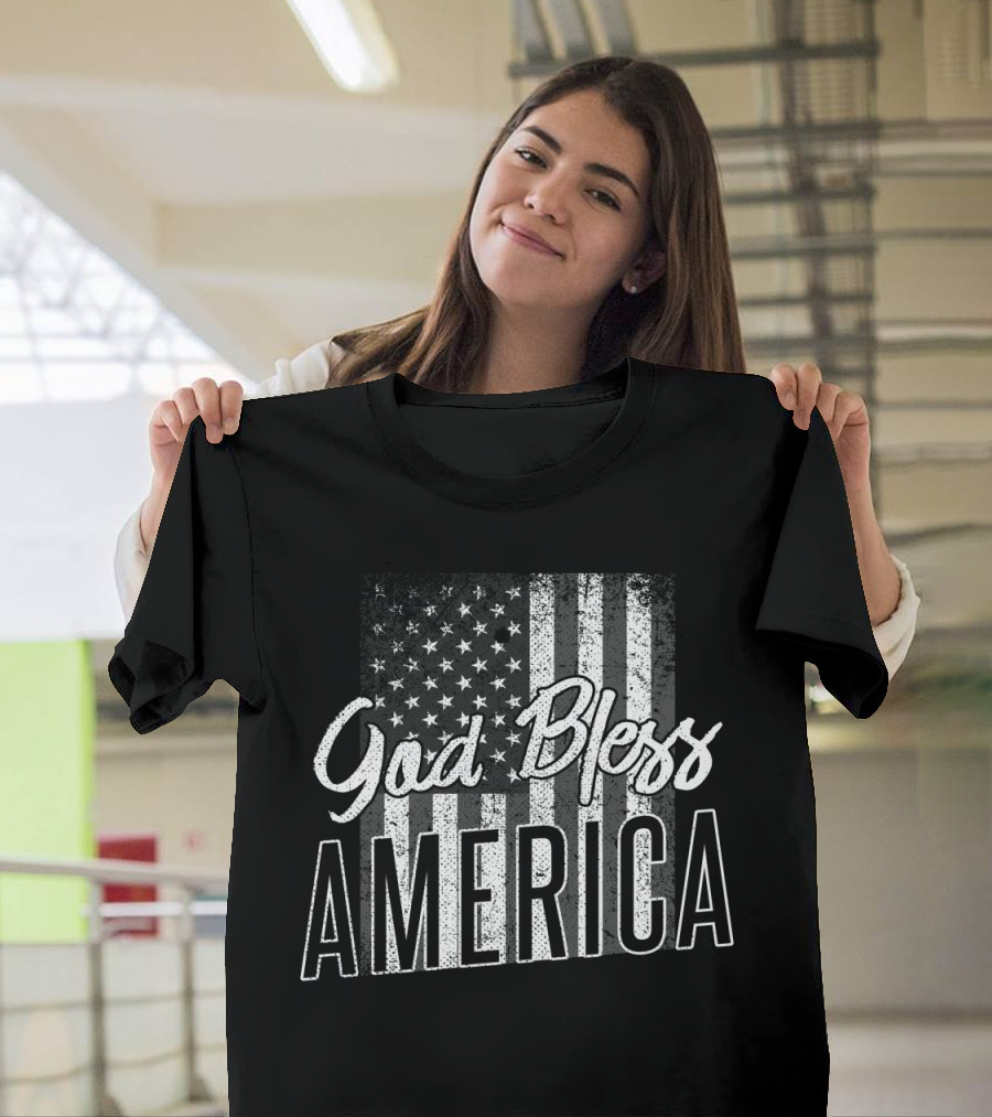 God Bless America Patriotic 4th of July American Flag T-Shirt