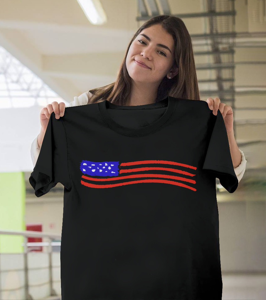 Hand-Drawn US Flag with Crayon Effect T-Shirt