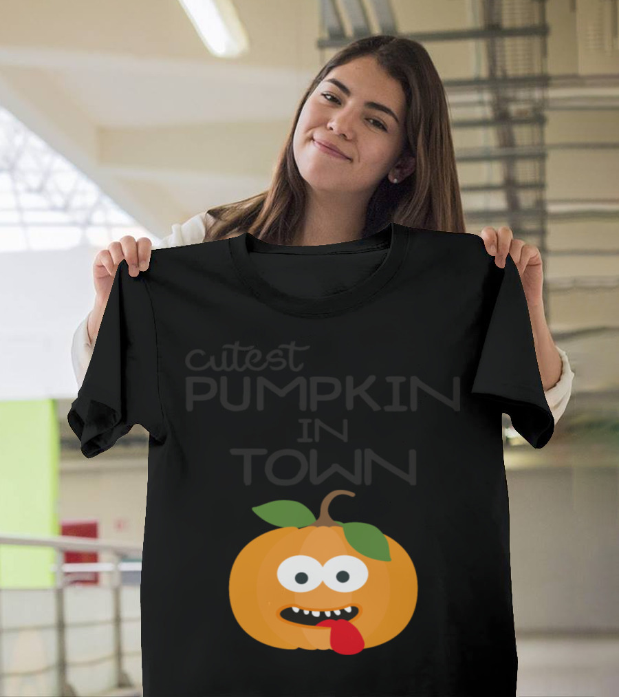 Cutest Pumpkin in Town with Goofy Face and Red Tongue T-Shirt