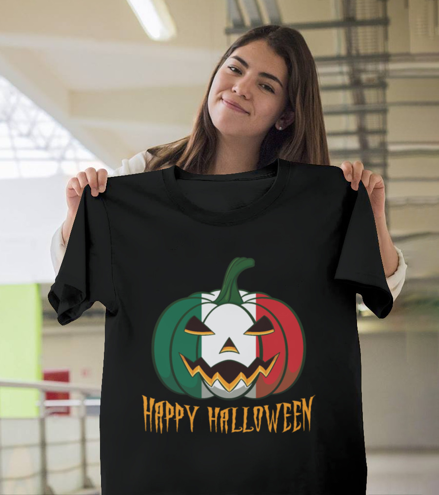 Happy Halloween Italian Flag Pumpkin Jack o Lantern T-Shirt