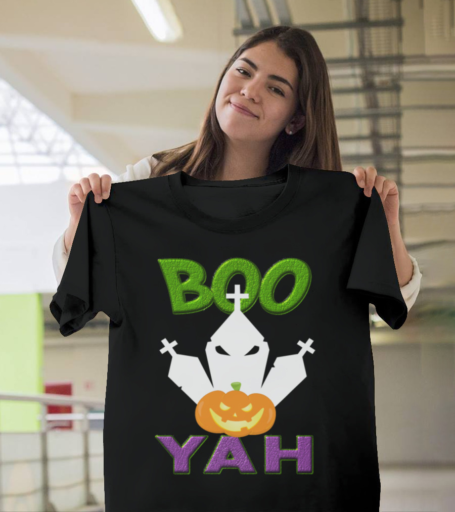 BOOYAH Halloween Graveyard Pumpkin Crosses T-Shirt