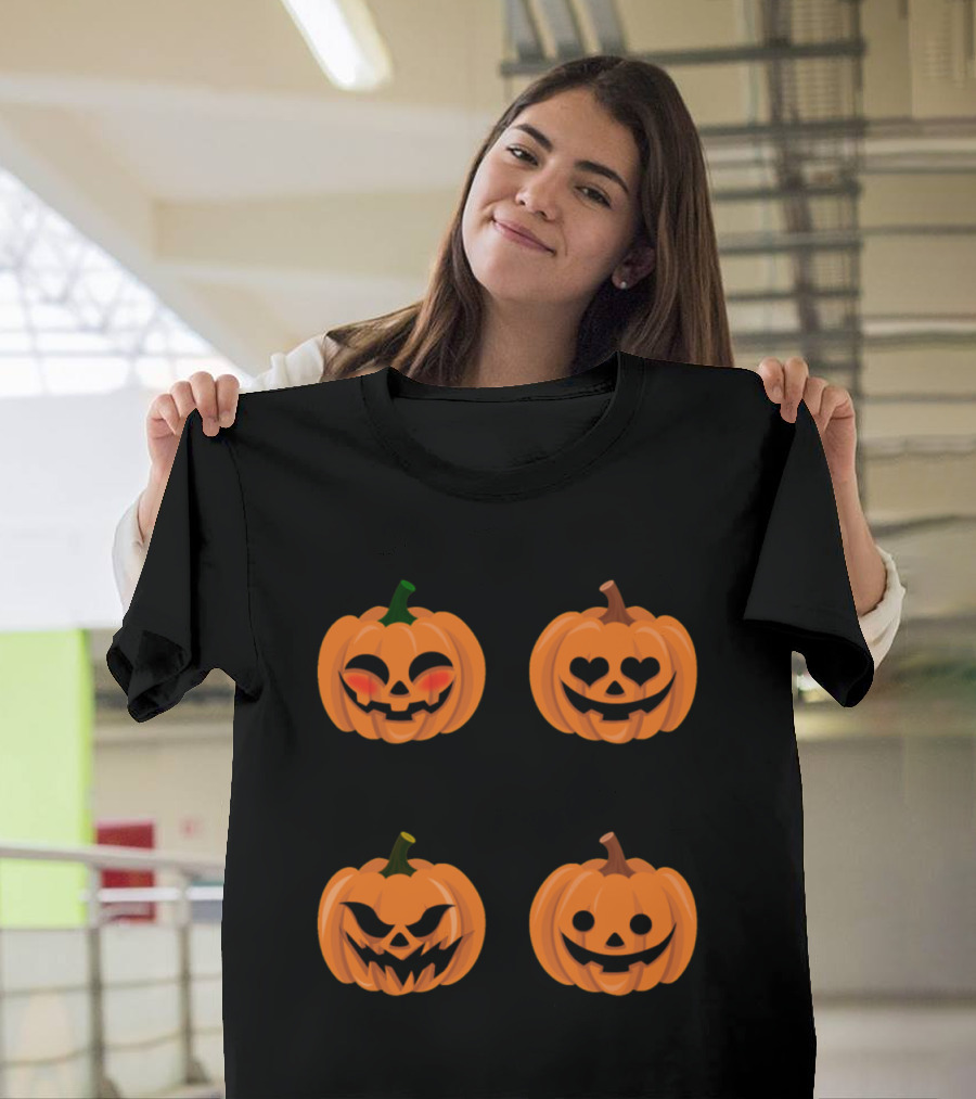 Pumpkin Emojis with Cute and Spooky Faces T-Shirt