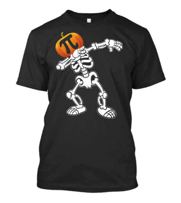 Halloween Math Pi Pumpkin Head Skeleton Dabbing T-Shirt