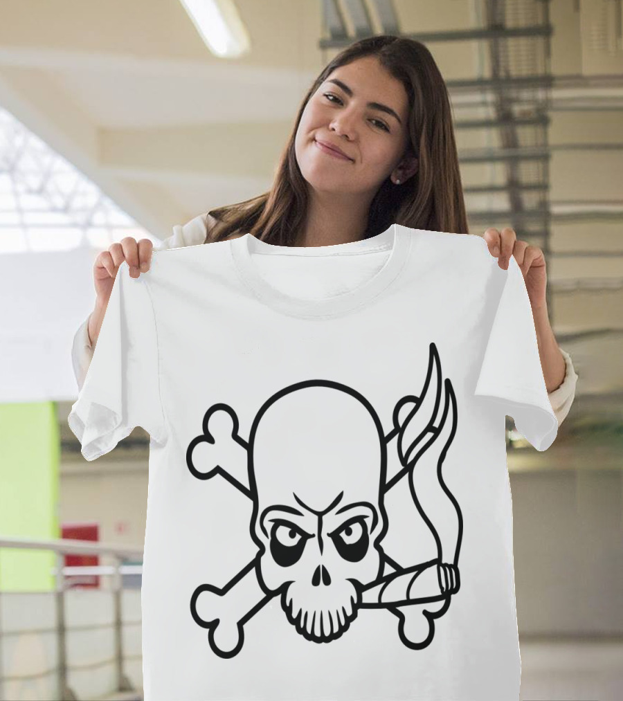 Weed Skull Smoking Crossbones T-Shirt