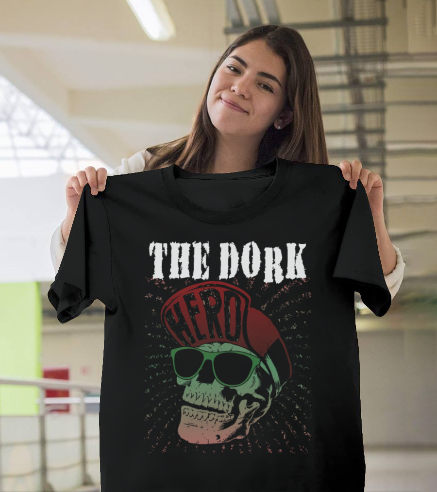 THE DORK HERO Skull with Sunglasses and Cap T-Shirt