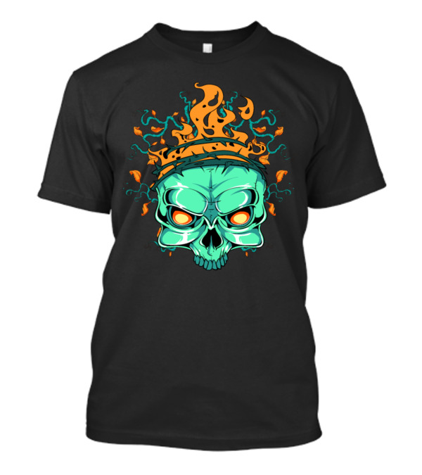 Skull Tainted Flaming Crown Neon Vines T-Shirt
