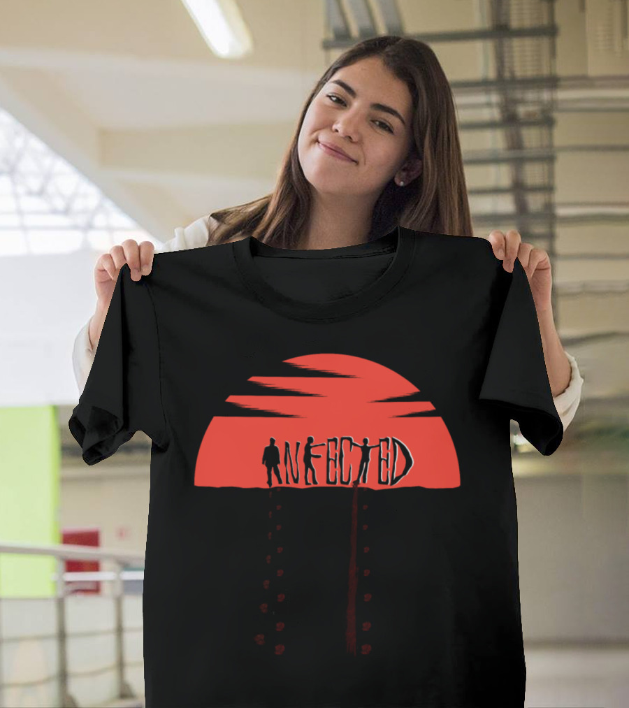 Infected Zombie Silhouettes Red Moon Scene T-Shirt