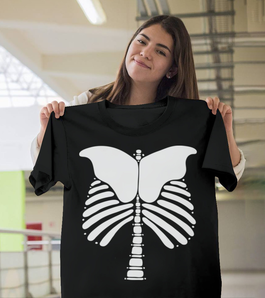 Skeleton Bones Butterfly Spine T-Shirt