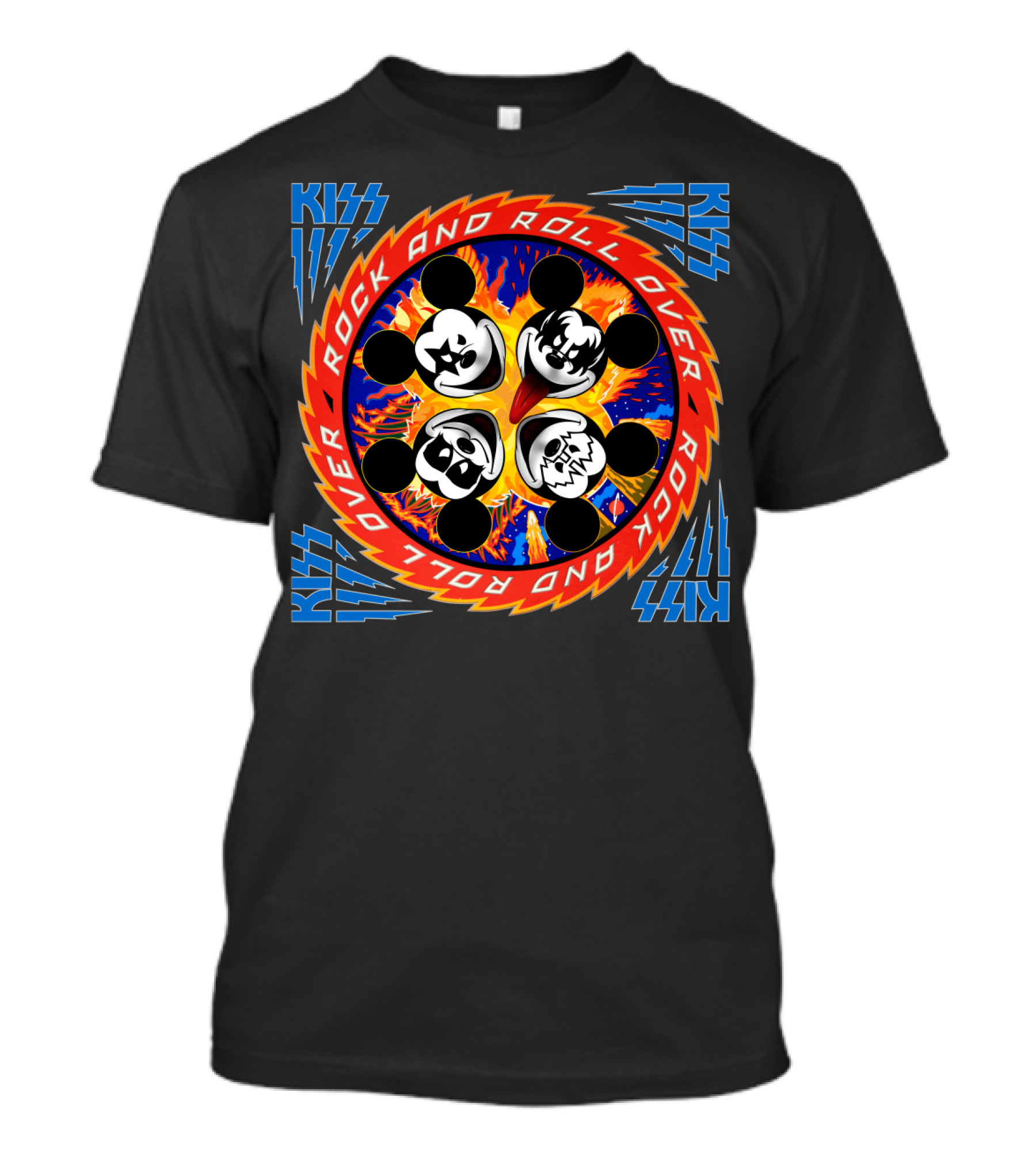 KISS Rock And Roll Over Mickey Mouse Faces T-Shirt