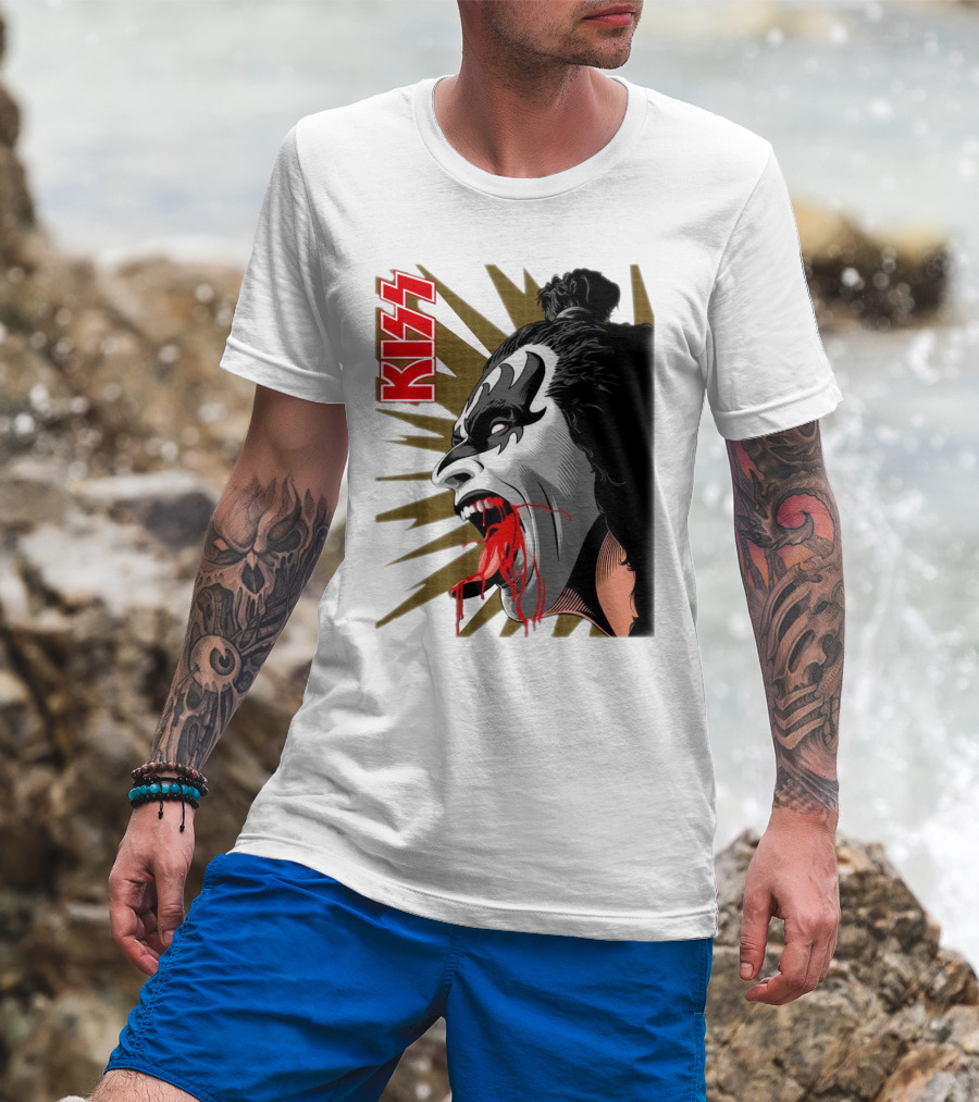 KISS Demon Face Makeup With Blood Spatter T-Shirt