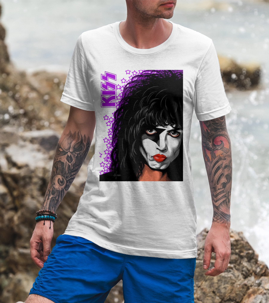 KISS Paul Stanley Starchild Icon With Purple Stars T-Shirt