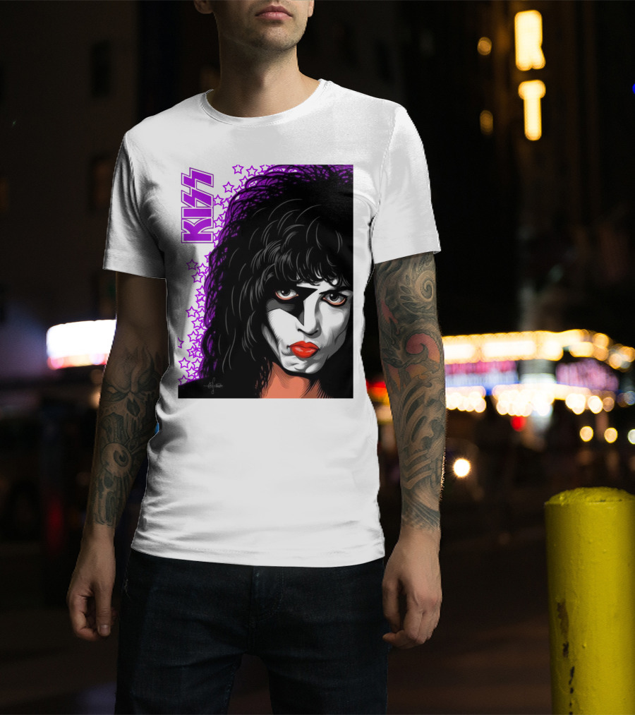 KISS Paul Stanley Starchild Icon With Purple Stars T-Shirt