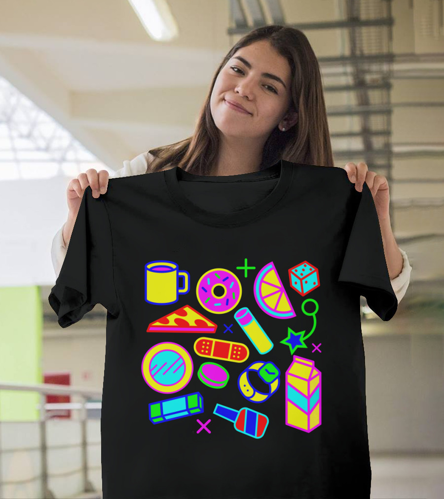 Neon Partay: Fun Icons with Food and Games T-Shirt